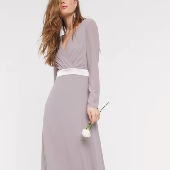 ASOS Romantic Flowy Prom Wedding Bridesmaid Boho Long Sleeve Maxi Dress - Picture 1 of 5